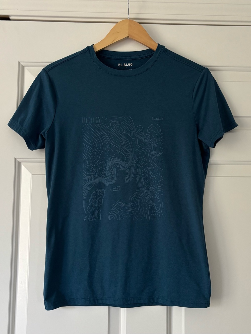 01.ALGO Men’s Teal Crew Neck Graphic Tee